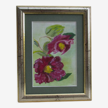 Hellebores painting, signed framed painting