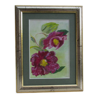 Hellebores painting, signed framed painting