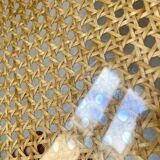 Acrylic glass plateau, caning & brass, 1970, attributed to Roche Bobois.