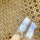 Acrylic glass plateau, caning & brass, 1970, attributed to Roche Bobois.