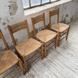 Set of 4 straw chairs circa Dordogne