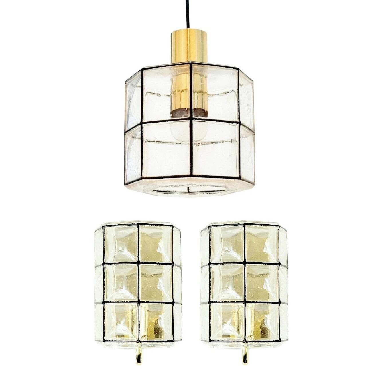 Set of Mid-Century Pendant & 2 Wall Lights from Limburg, Germany, 1960s