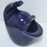 Grand cendrier poisson céramique bleue design vintage