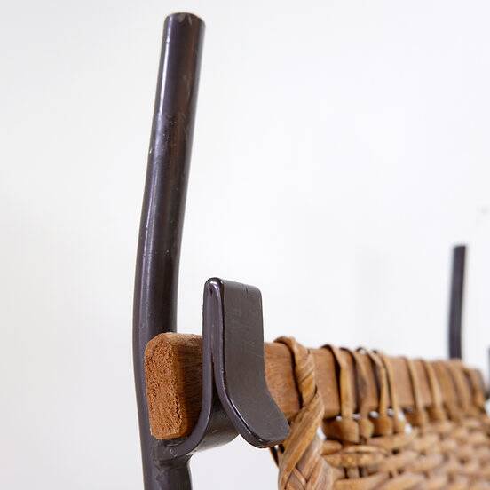 John Risley Style High-back Lounge Chair Solid Iron / Wicker Fran