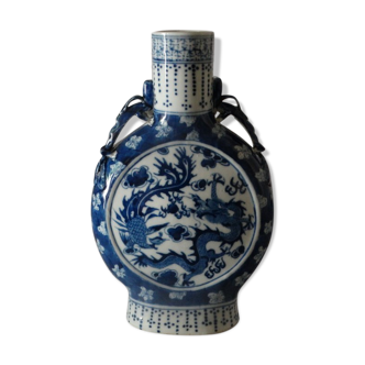 Chine. canton. vase gourde de pèlerin en porcelaine 1900. h20 cm