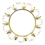Vintage "witch" mirror - round convex mirror in gold metal