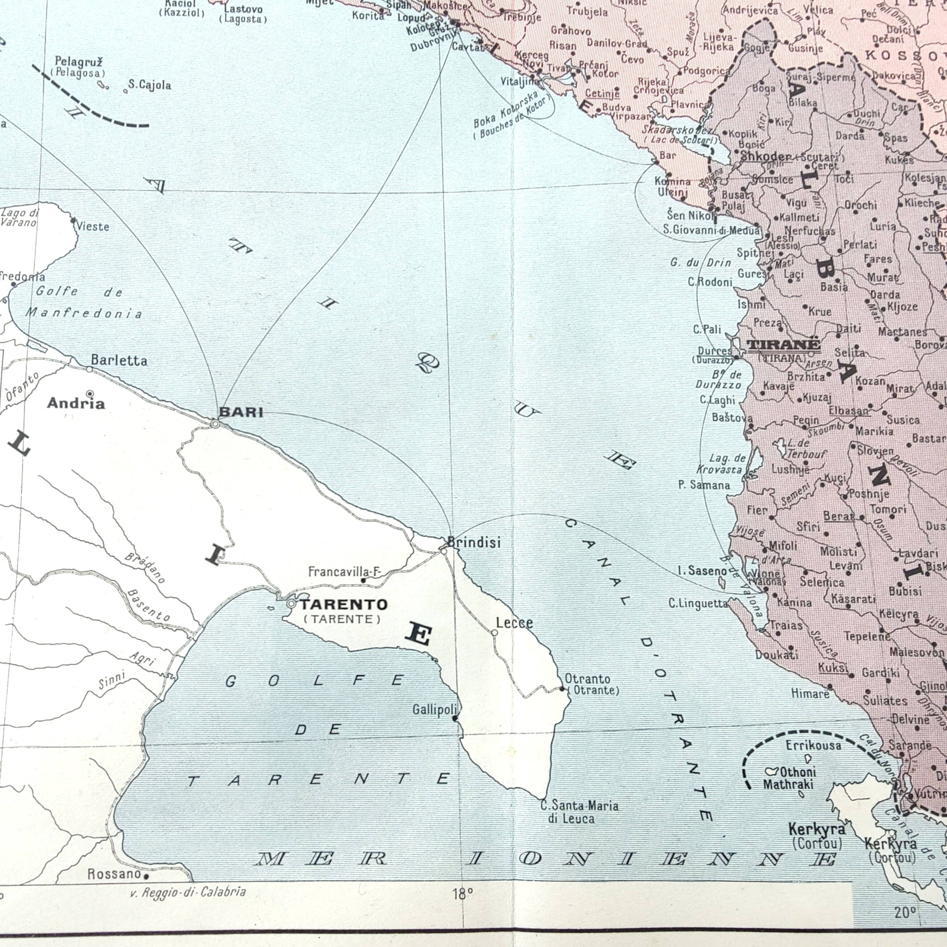 Old map of Yugoslavia and Albania 43x43cm from 1950