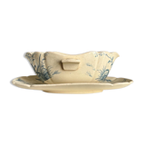 Gien sauceboat in blue ironstone, "Birds" service circa 1870.