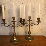 Pair of 3-pointed golden candlesticks