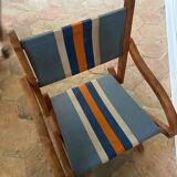 Children's folding armchair in wood and canvas