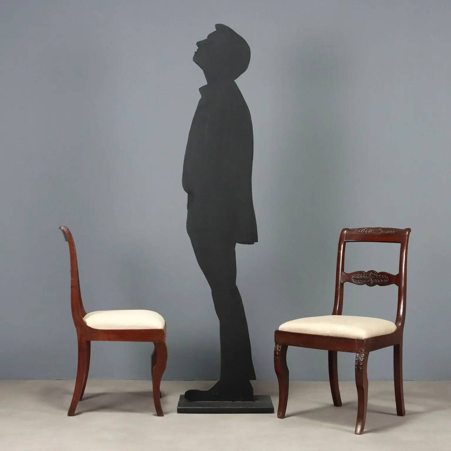 Antique Charles X chairs in mahogany and fabric, France, 19th century