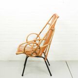 Metal and Rattan Terrace or Lounge Chair from Rohé Noordwolde, 1960s