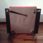 Paire de fauteuils vintage en skaï rouge et noir
