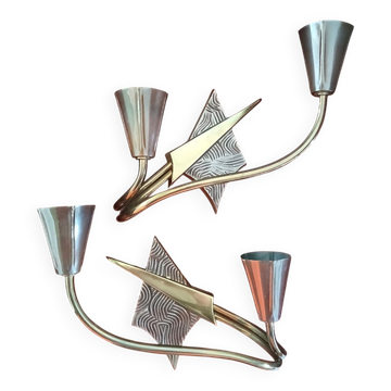 Splendide Paires d 'appliques bronze de Jules Leleu ? Art deco