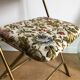 Chaise pliante vintage lafuma chantazur au tissu brodé fleuri