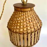 Pendant lamp, fabric cable 2 m, Asian bamboo, 1980