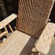 Adjustable vintage sun lounger in wicker and rattan