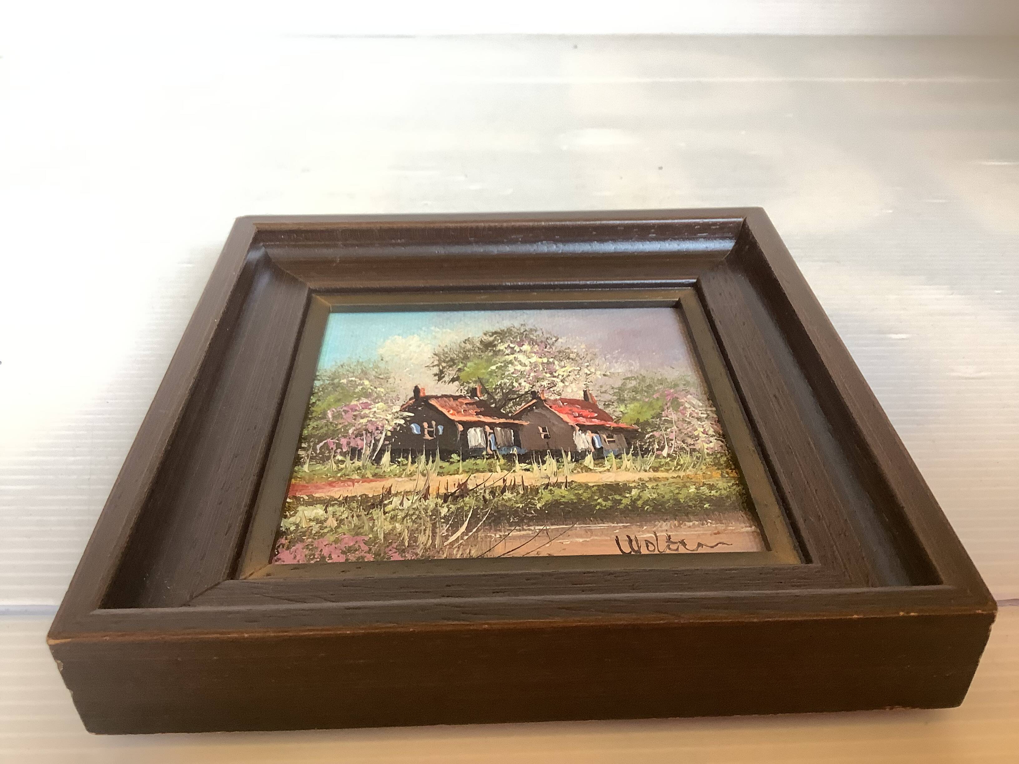 Small spring landscape painting in oil on isorel, signed.