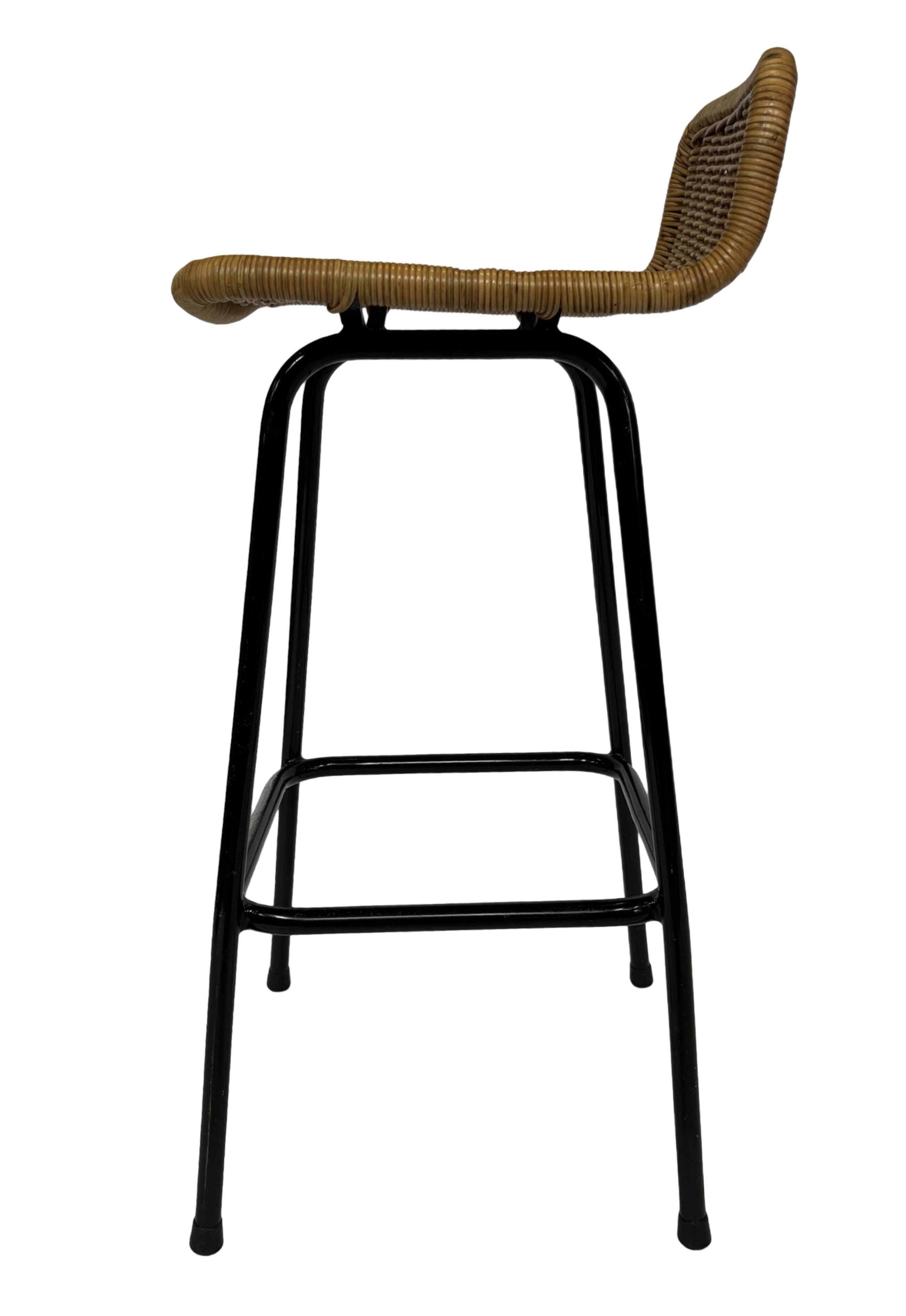 Tabouret de bar vintage Dirk van Sliedregt Rohe Noordwolde 1960 Pays-Bas
