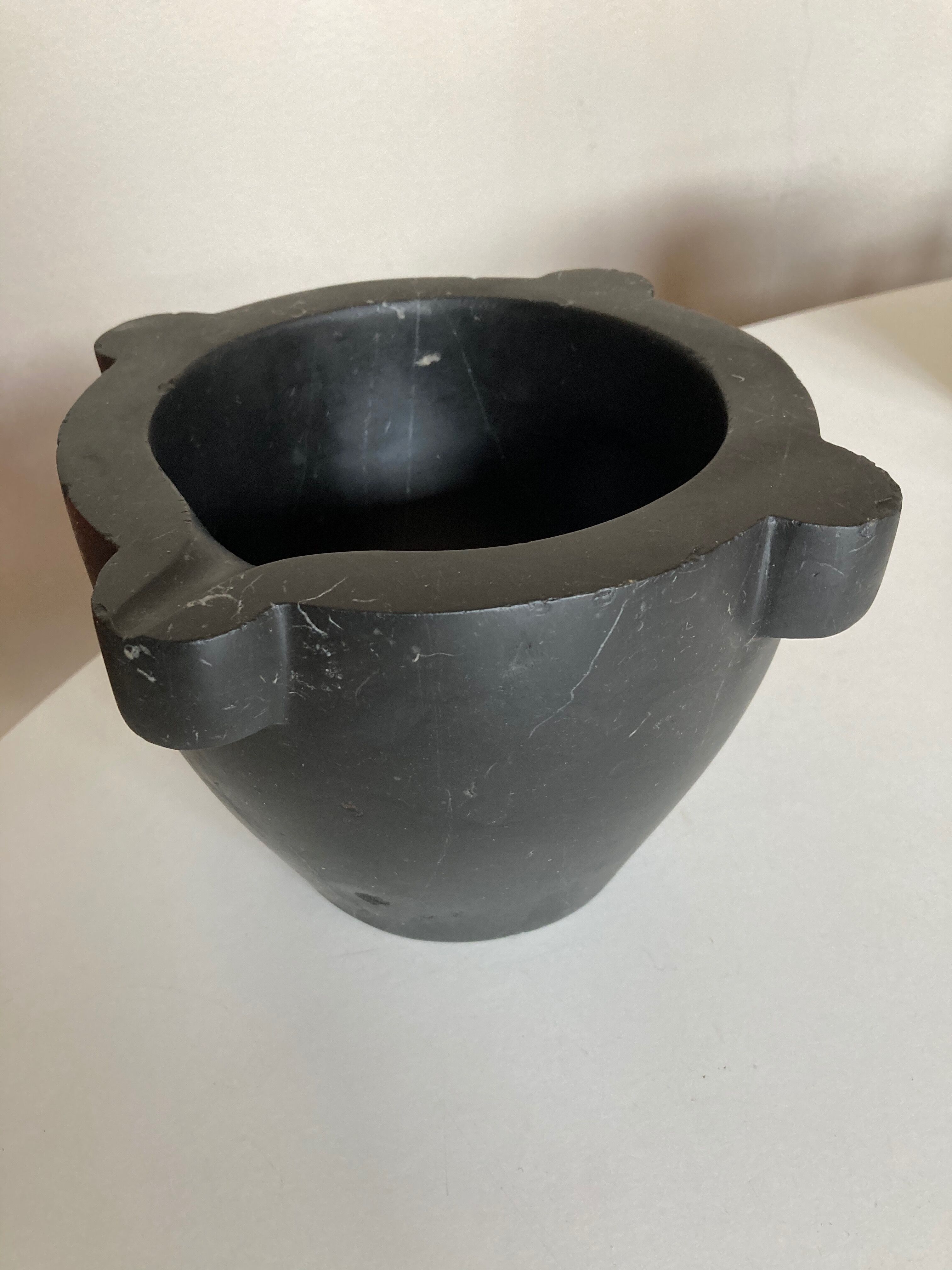 Marble mortar and 19th boxwood pestle