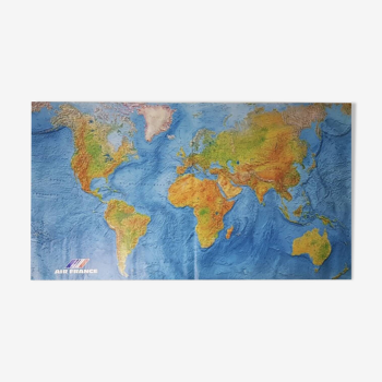 Air France - Air France Giant World Map in Frame - Mid Century Modern