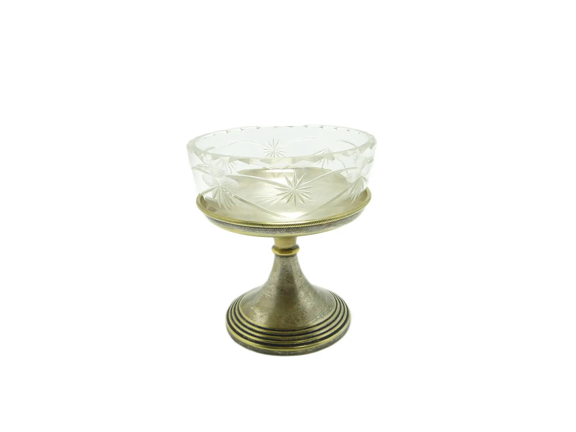 Sugar bowl, Art Deco, silver-plated brass, glass, Poland, 1930s.