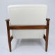 Fauteuil vintage original restauré poil de bras, designer E. Homma, années 1960, blanc bouclé
