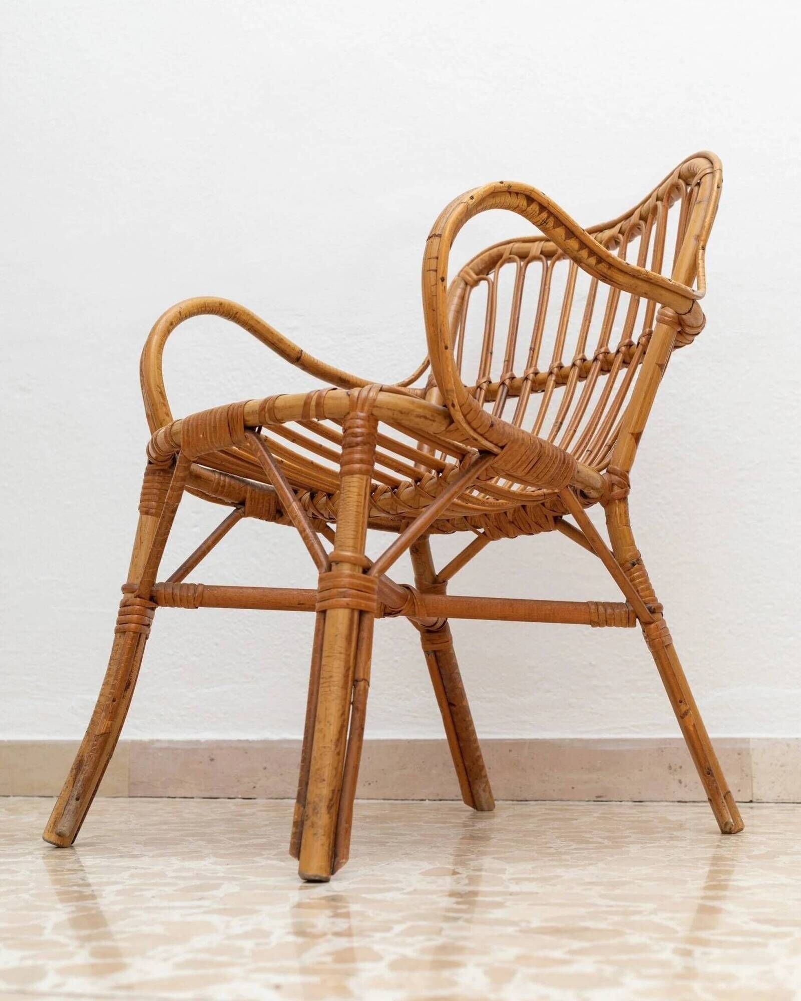 Vintage bamboo and rattan armchair, Florida style, Italy, 1970s.