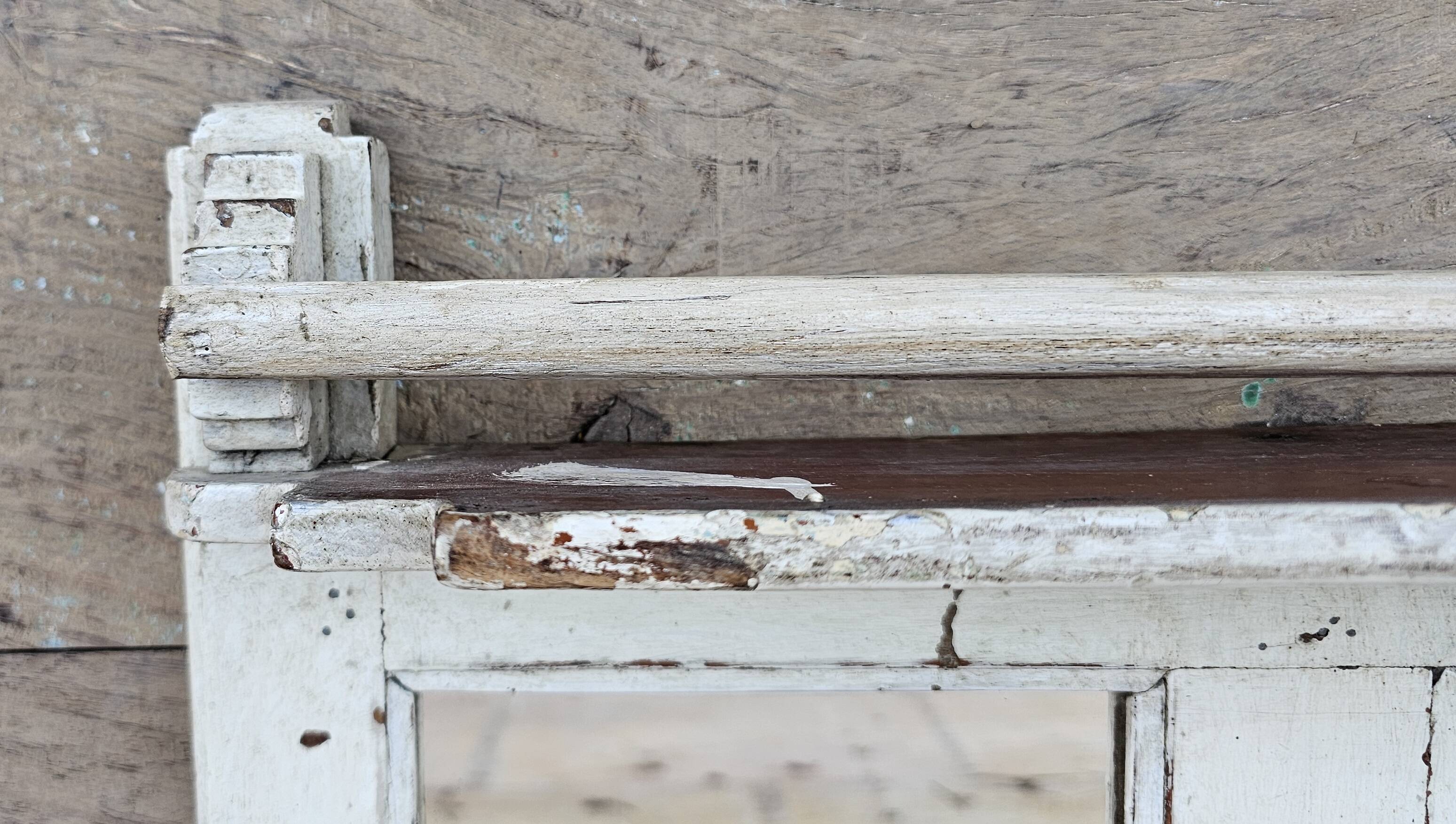 Antique mirror - triptych shelf in Burmese teak