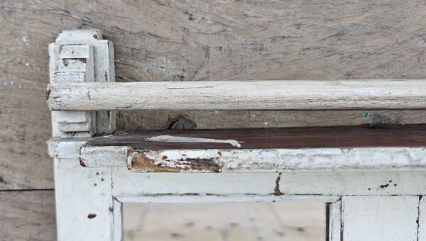Ancien miroir - étagère triptyque en teck birman