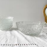 Vintage glass apple dessert set – 1 salad bowl + 5 bowls