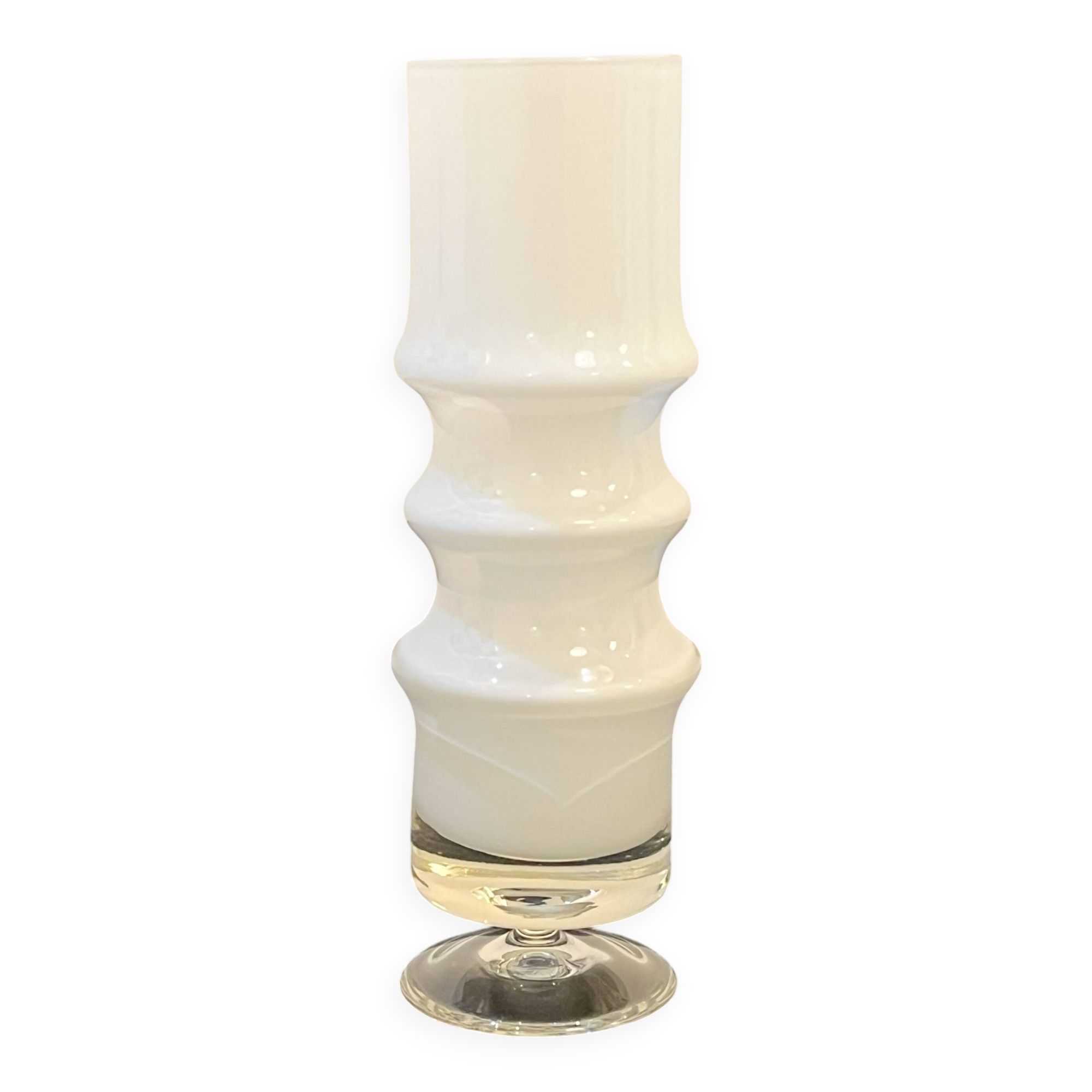 German Modernist White Glass Vase Karl Friedrich Glass Germany 1960s