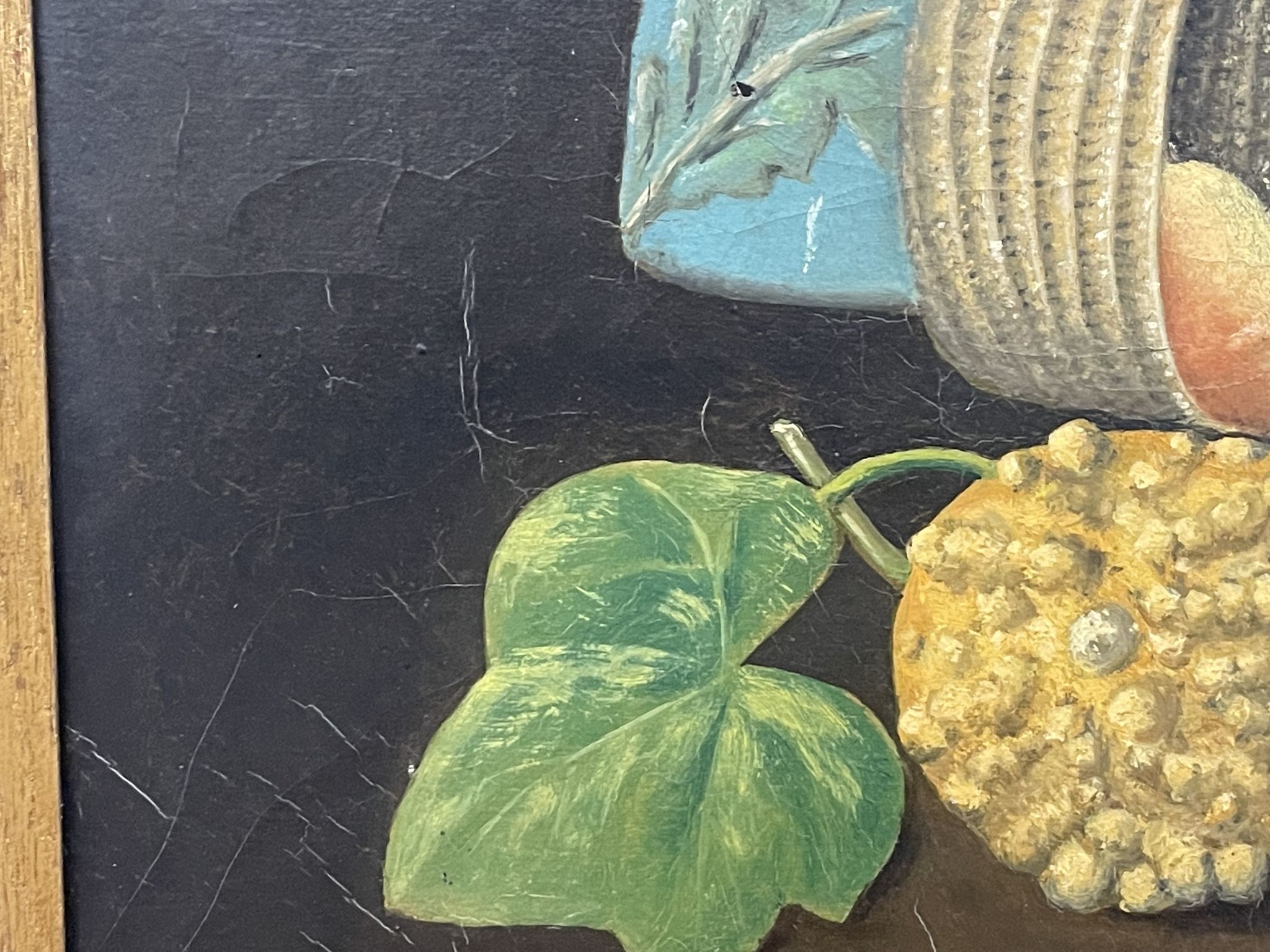 Framed painting oil on canvas still life by J Thomas 1921