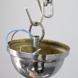 Czechoslovak Art Deco chrome chandelier with opaline glass, 1930s