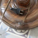 Vintage twisted turned wooden lamp base with shelf.