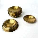 Spheric stacked ashtrays by Tommaso Barbi in brass, Italy, 1970s