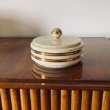 Jean Robj, Art Deco white and gold ceramic box, Robj Paris, France 1930s