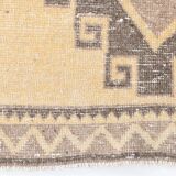 Cream Brown Oriental Turkish Runner Rug, 80x373Cm