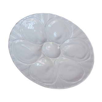 Six 1970's pillivuyt white oyster plates