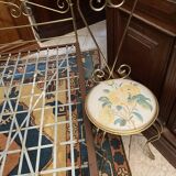One person romantic bed with bedside table brass bedroom chair