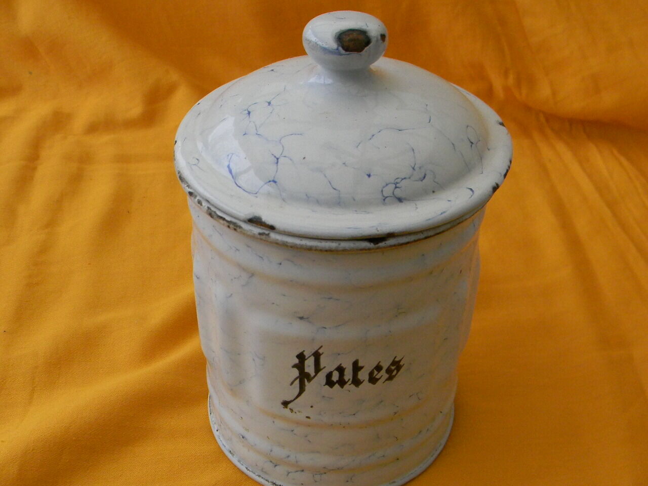 Set of 5 enamelled iron spice jars