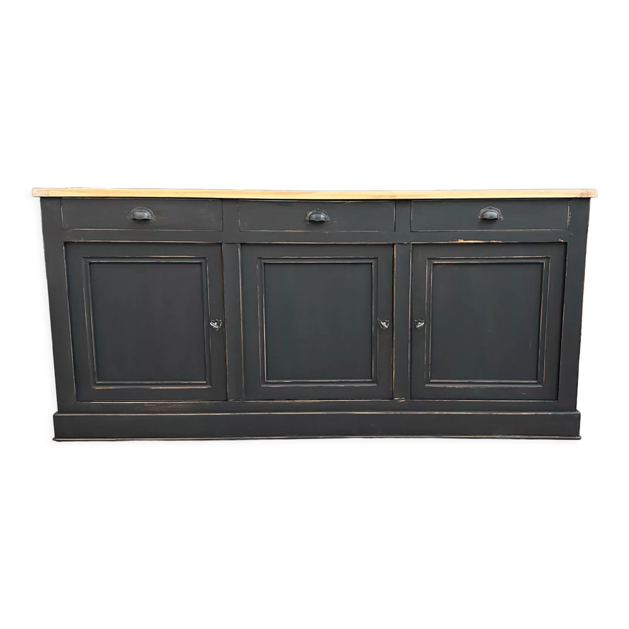 Buffet patiné 3 portes et 3 tiroirs