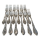 12 silver plated table forks by Boulenger, Art Nouveau Chardons