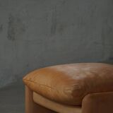 Maralunga ottoman in leather, Vico Magistretti for Cassina, Italian modern, 1973