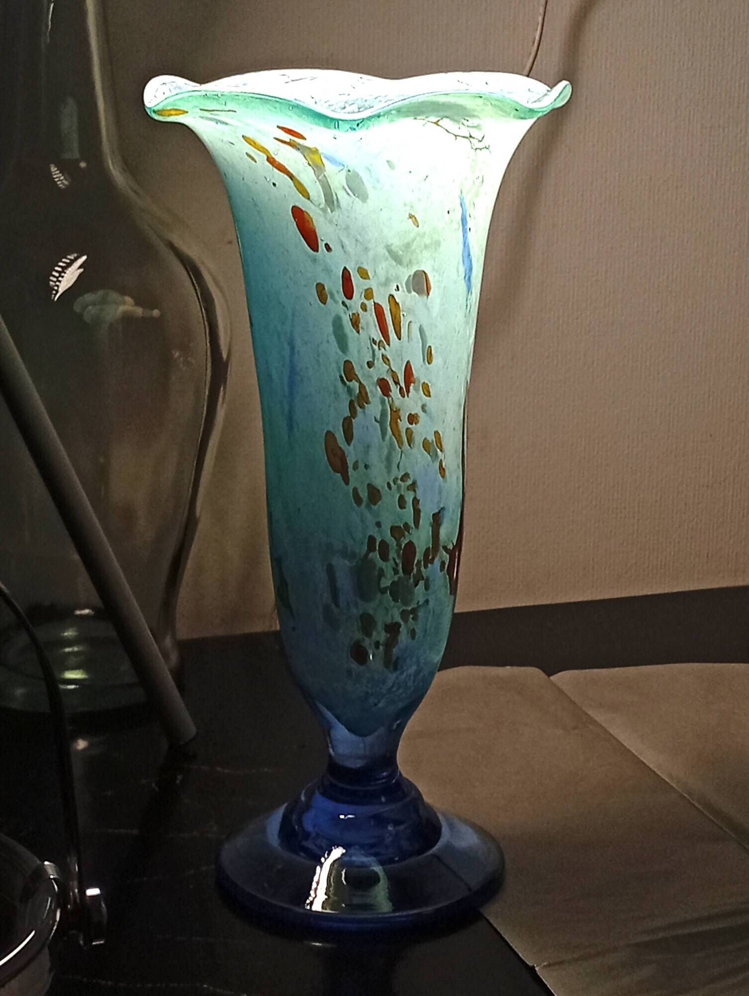 Art glass vase signed Marc Blot, 1990, hand-blown - 28 cm - new