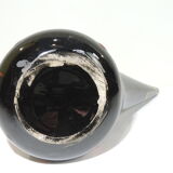 Glazed ceramic porron / Mid-century oil vase from Perpignan France black red and jau