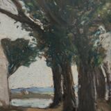 Pastel on cardboard by Désiré Lucas representing a Morbihan chapel