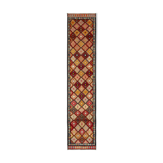 Tapis antique turc noir noué à la main 89 cm x 437 cm