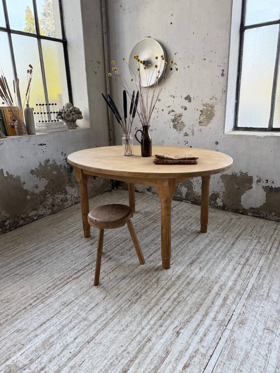 Oval farmhouse table oak 1960