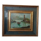 Oil painting Giovanni Bertè 60s/70s river landscape